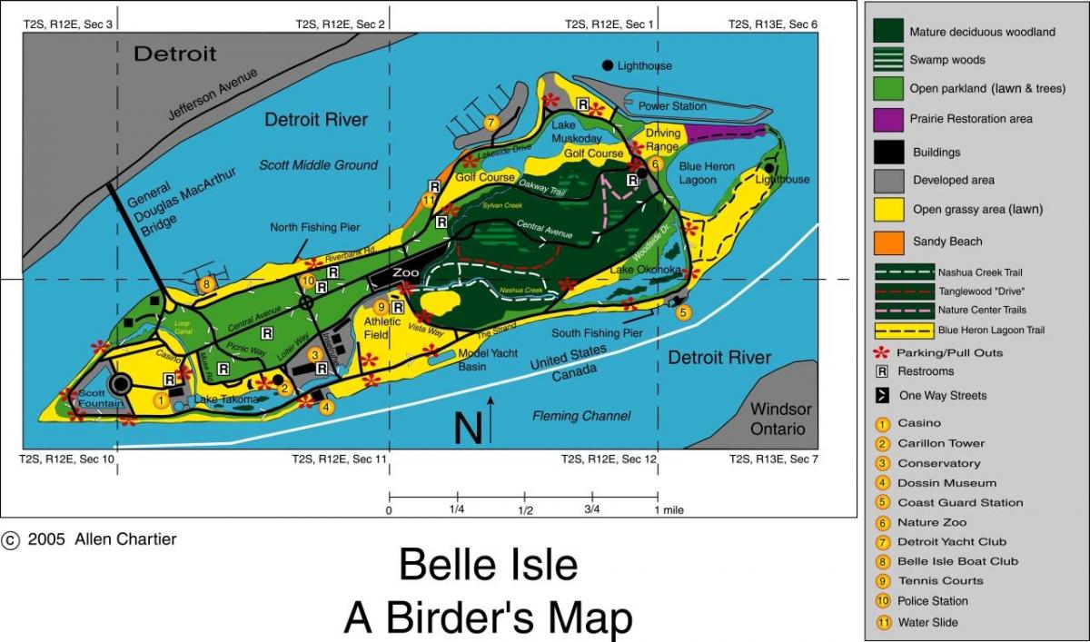 mapa Belle Isle Detroit