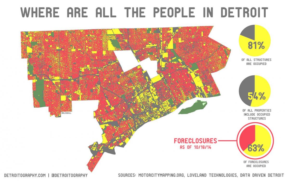 Detroit obyvateľstva mapu