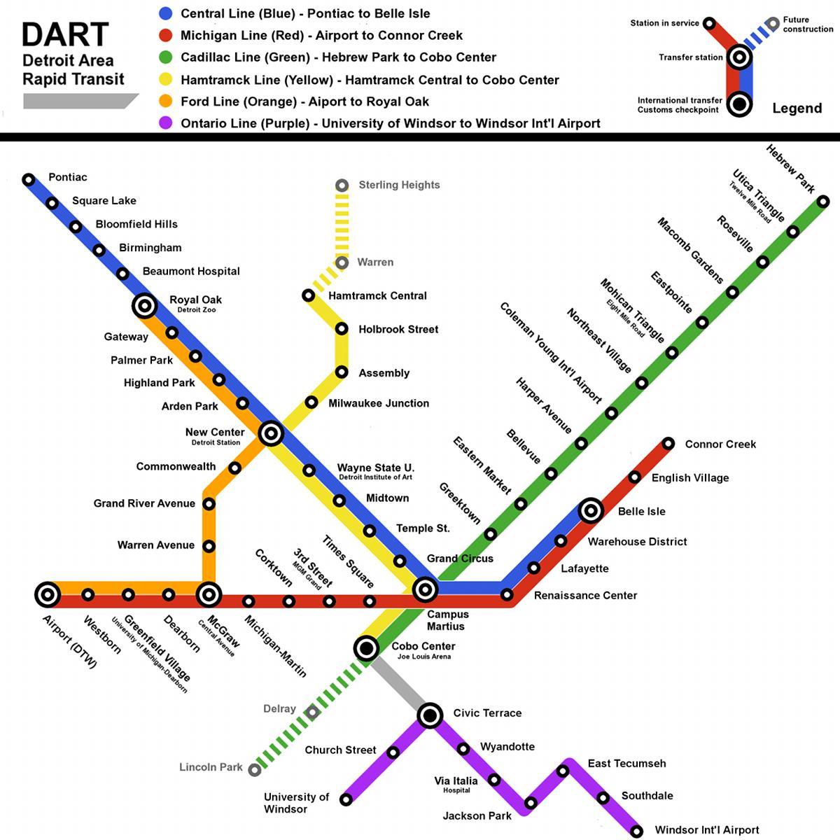 Detroit Metro mapu