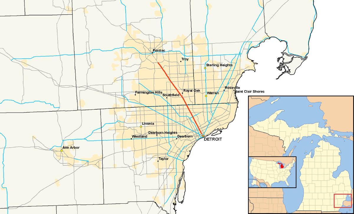 Detroit obce mapu