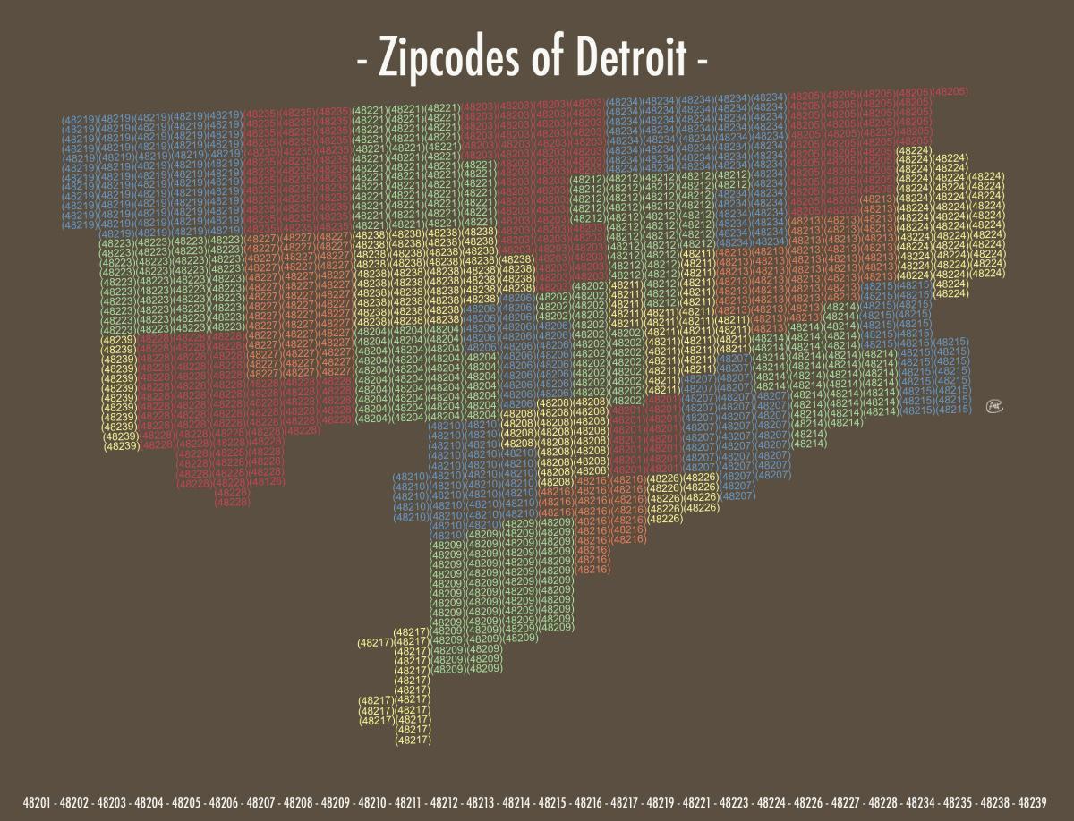 psč mapu Detroitu
