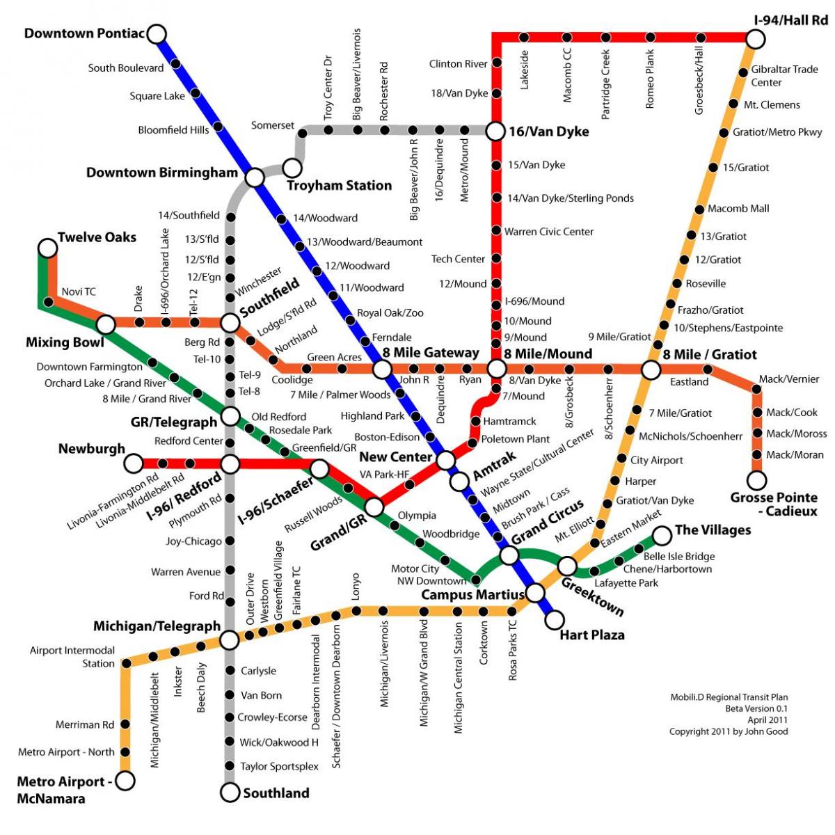 Detroit tranzit mapu