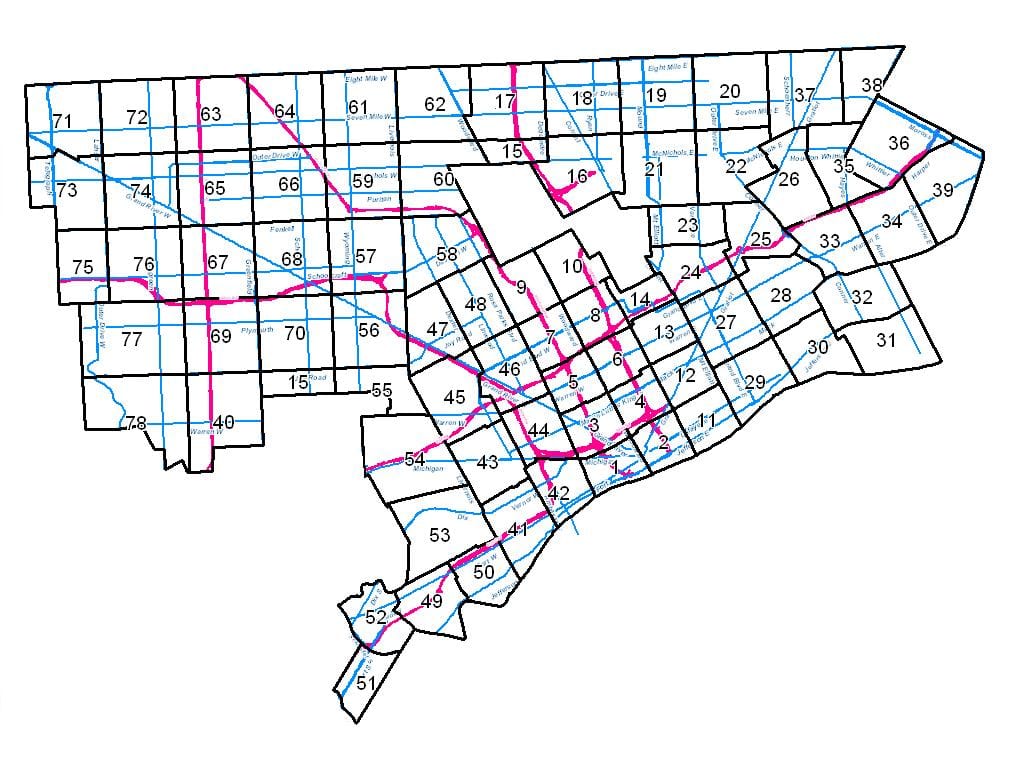 Detroit územné mapu
