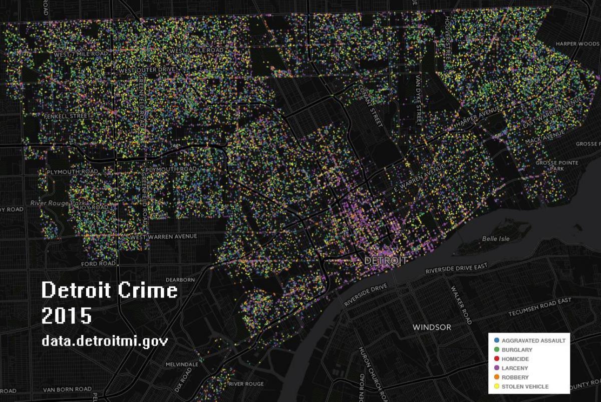 Detroit trestnej činnosti mapu