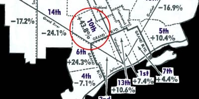 Detroit okrsok mapu