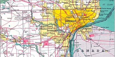 Mapu Detroitu predmestia