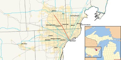 Detroit obce mapu